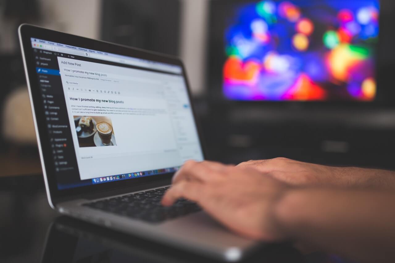 laptop and human hands typing