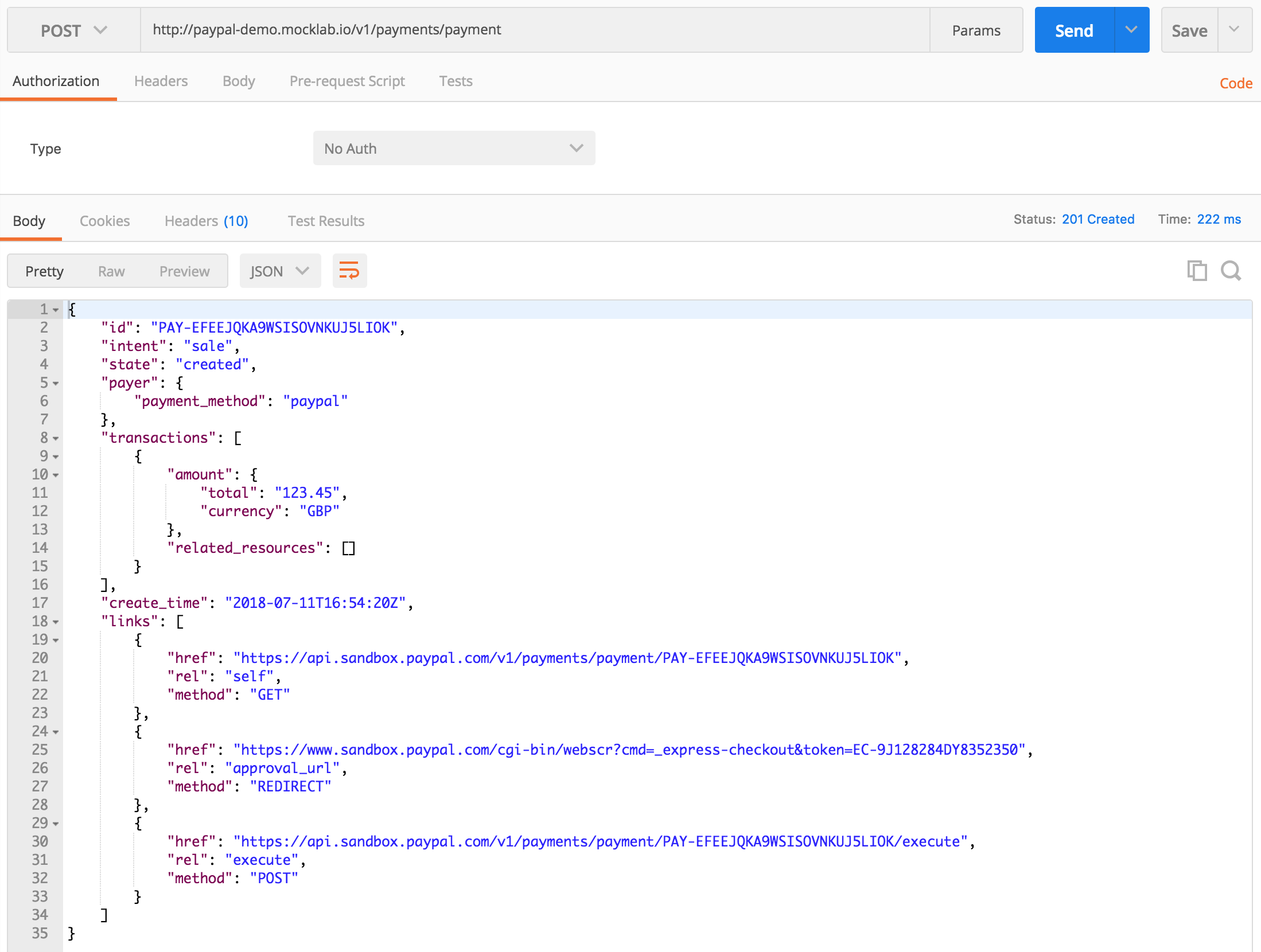 Test request in Postman