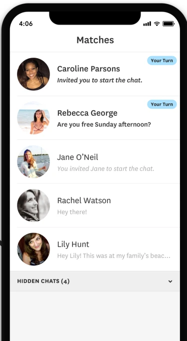 Screenshot of the Matches queue on Hinge