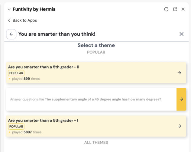 Funtivity - Content Pack Selection