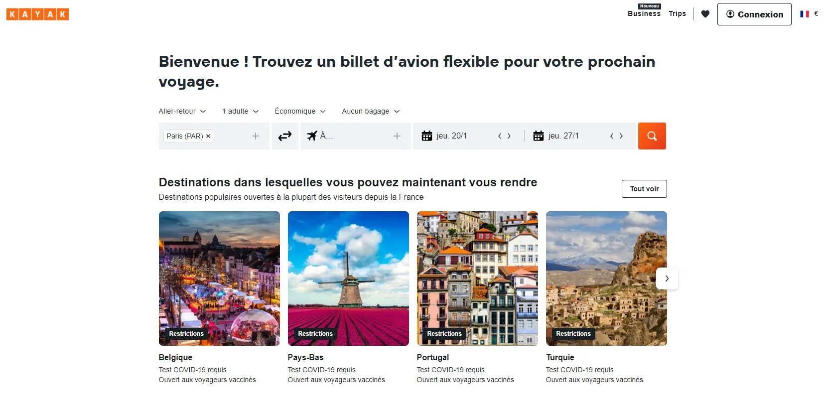 Exemple du labor illusion avec le site de vouyage Kayak.com