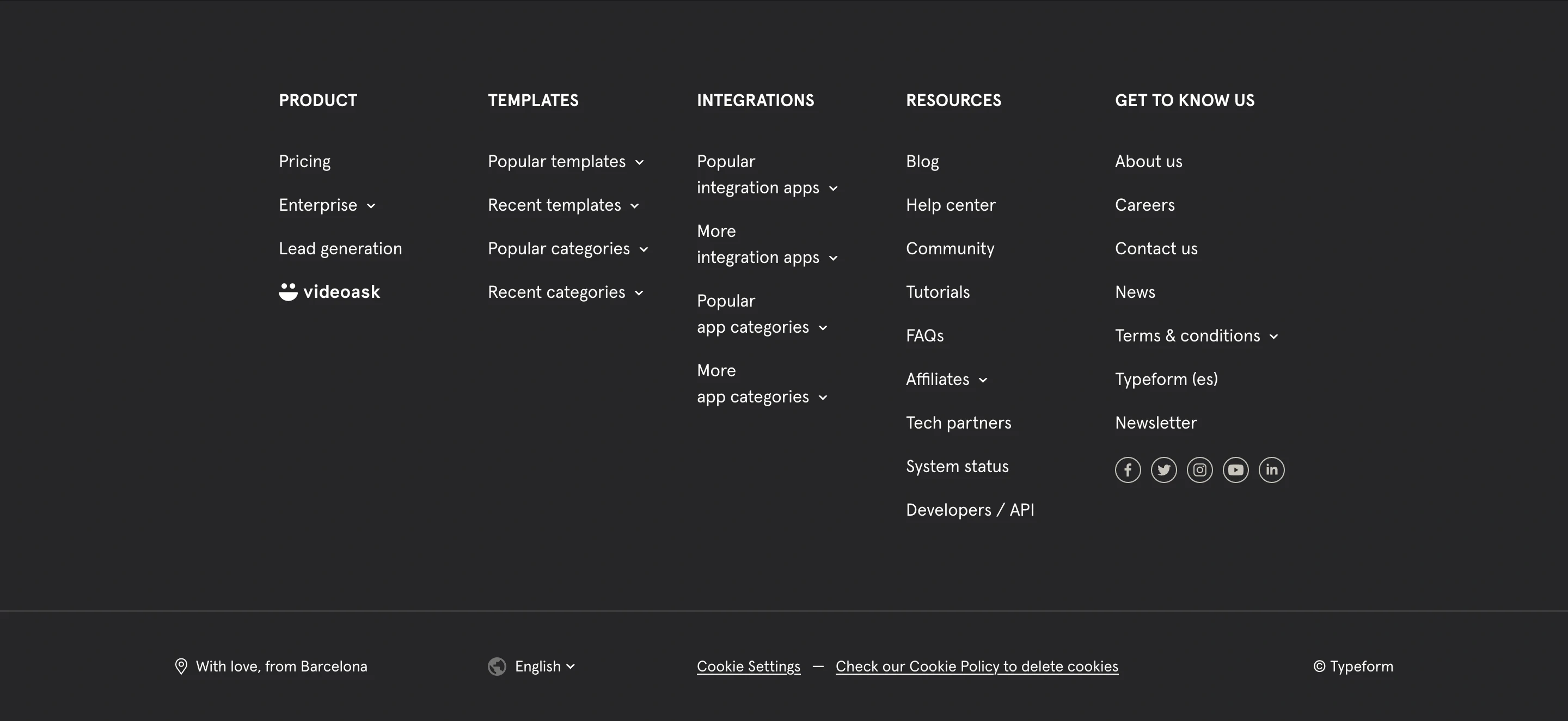 Typeform Home Page Section Footer