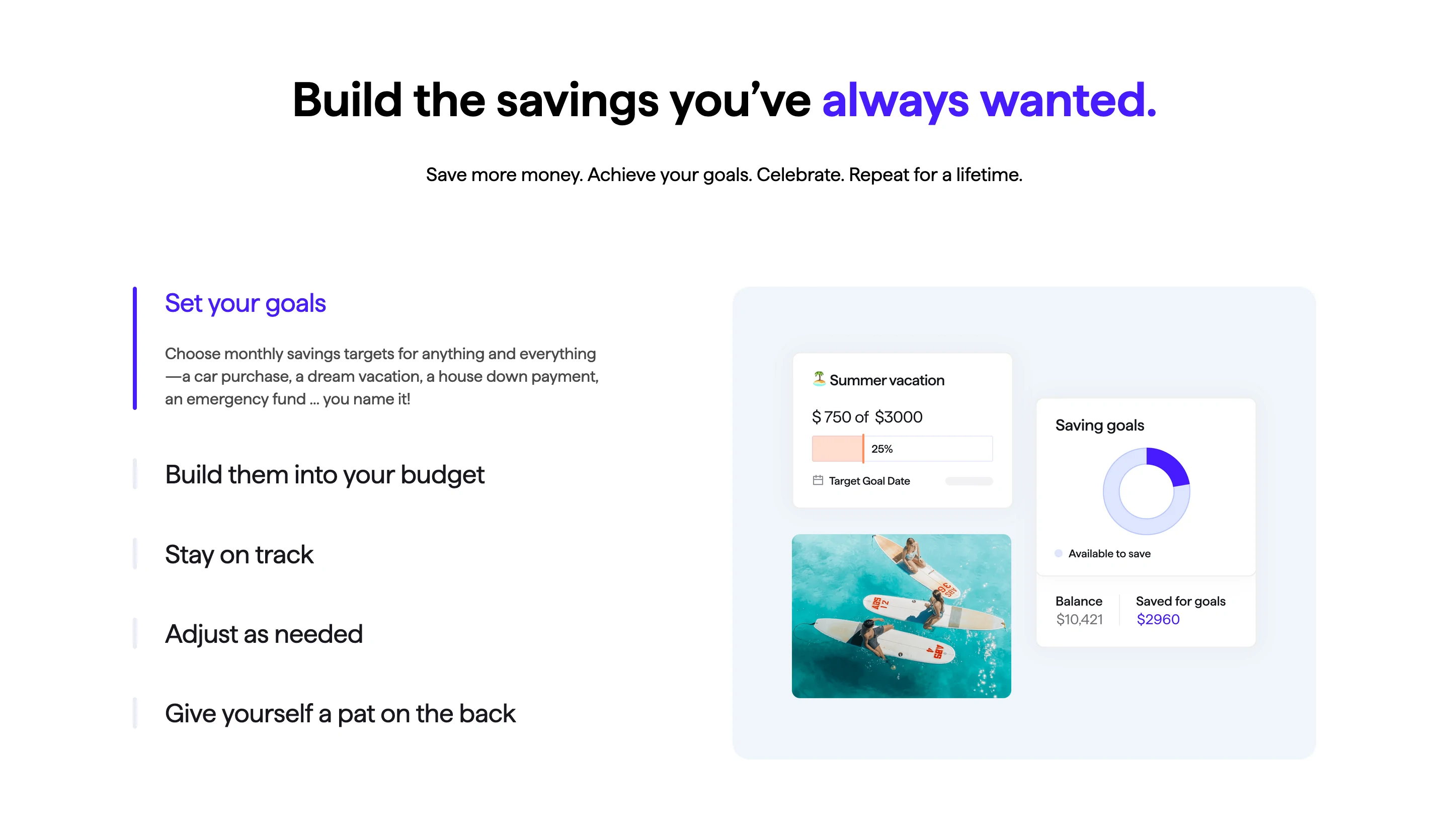 Quicken Goals Page Section Feature Build Savings