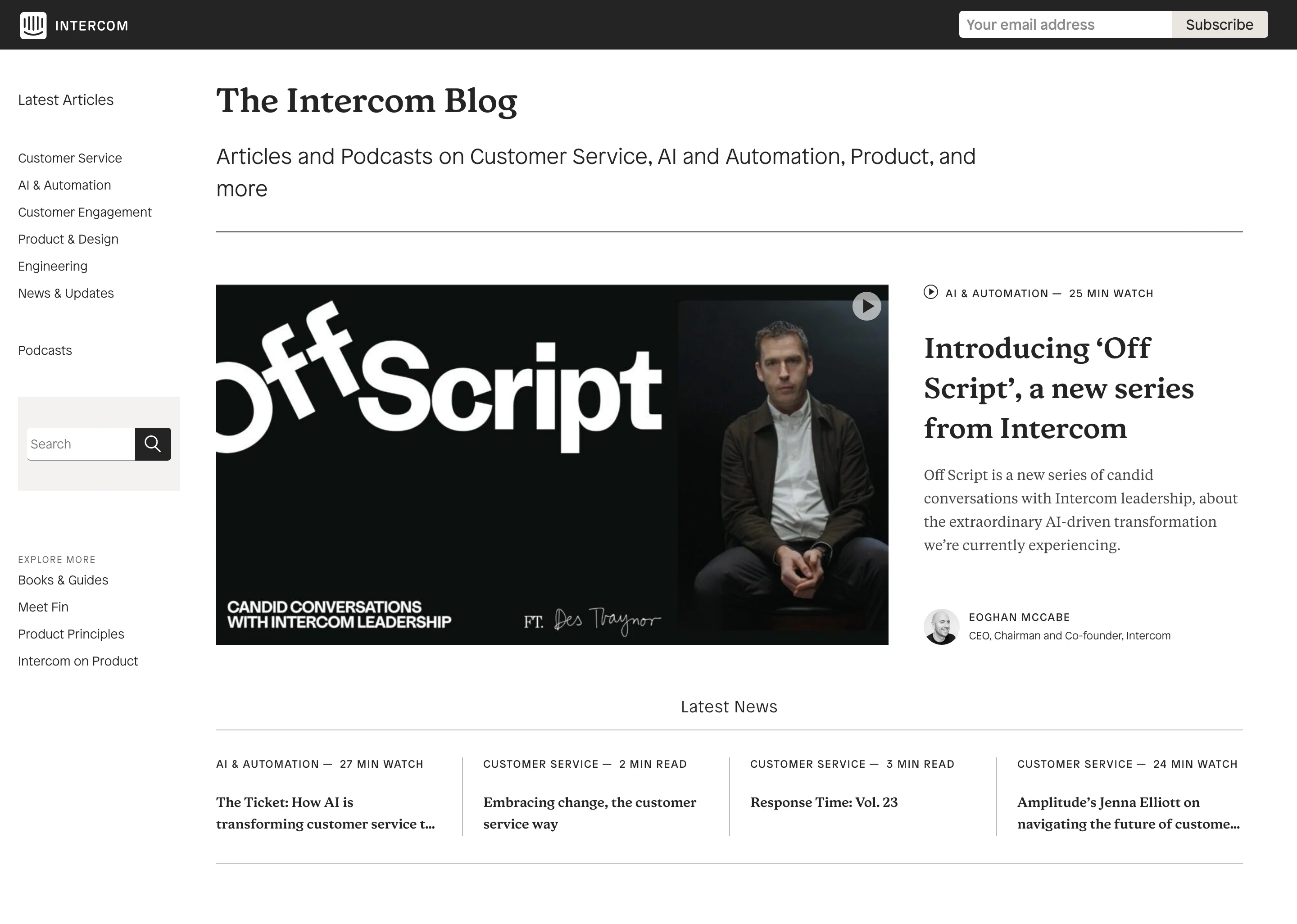 Intercom Blog Page Section Hero