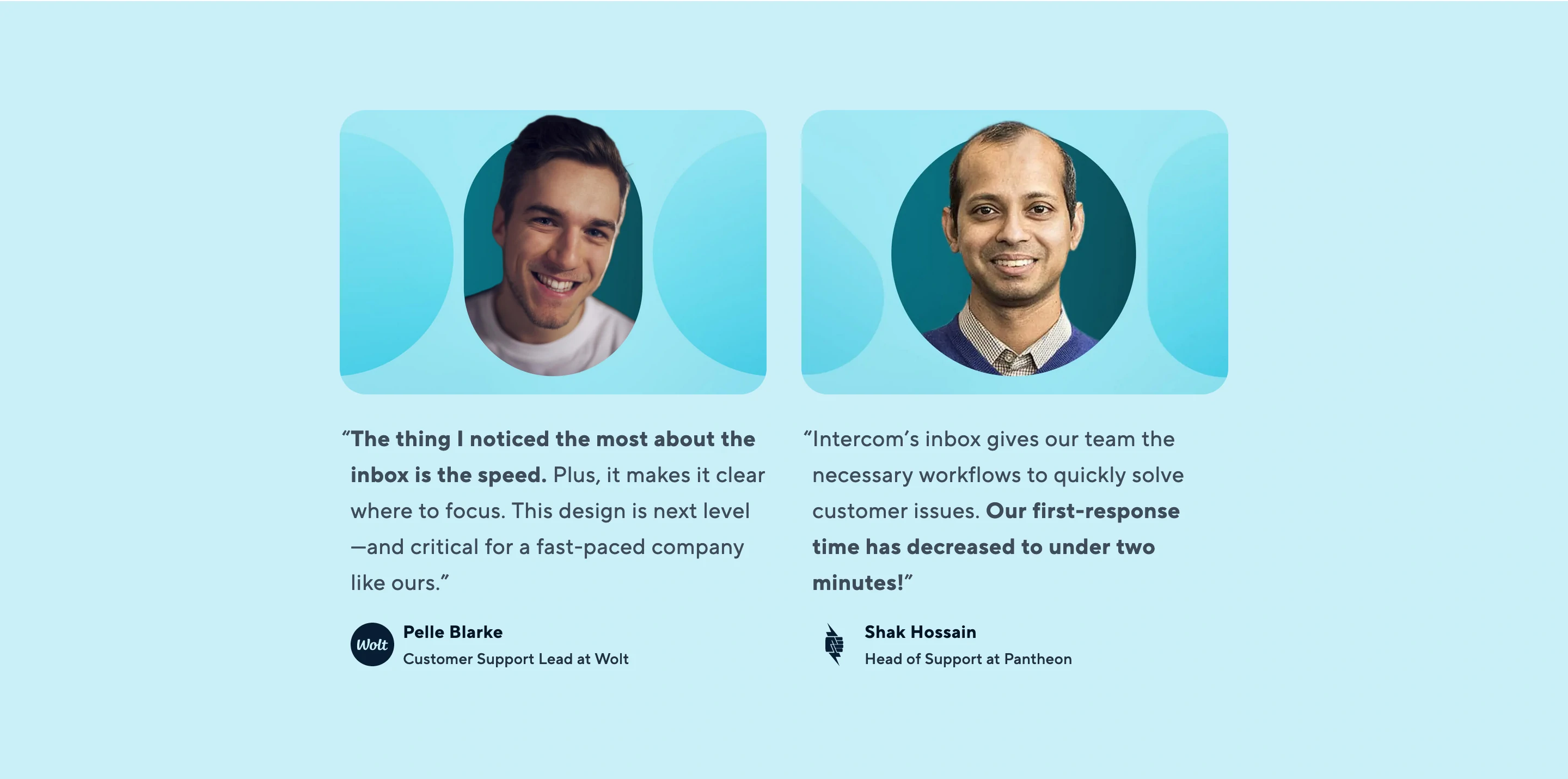 Intercom Help Desk Page Section Testimonials