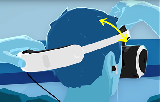 Adjust headset up and down on forehead