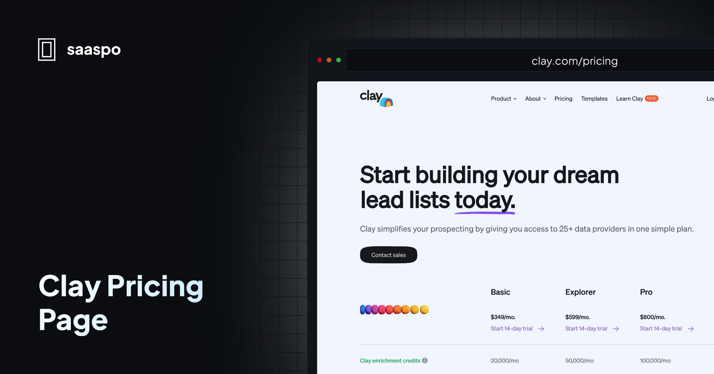 Saaspo Clay Pricing Page