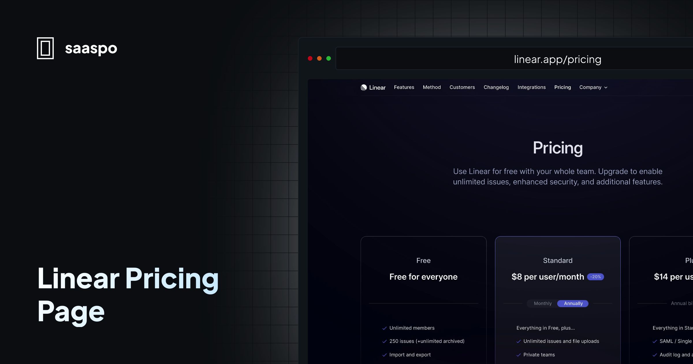 Saaspo Linear Pricing Page