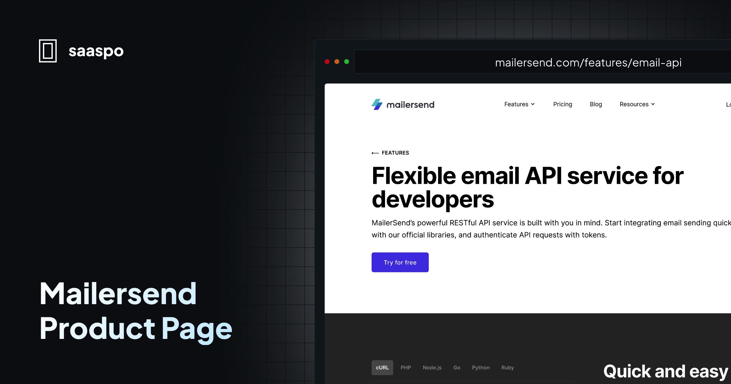 Saaspo Mailersend Product Page