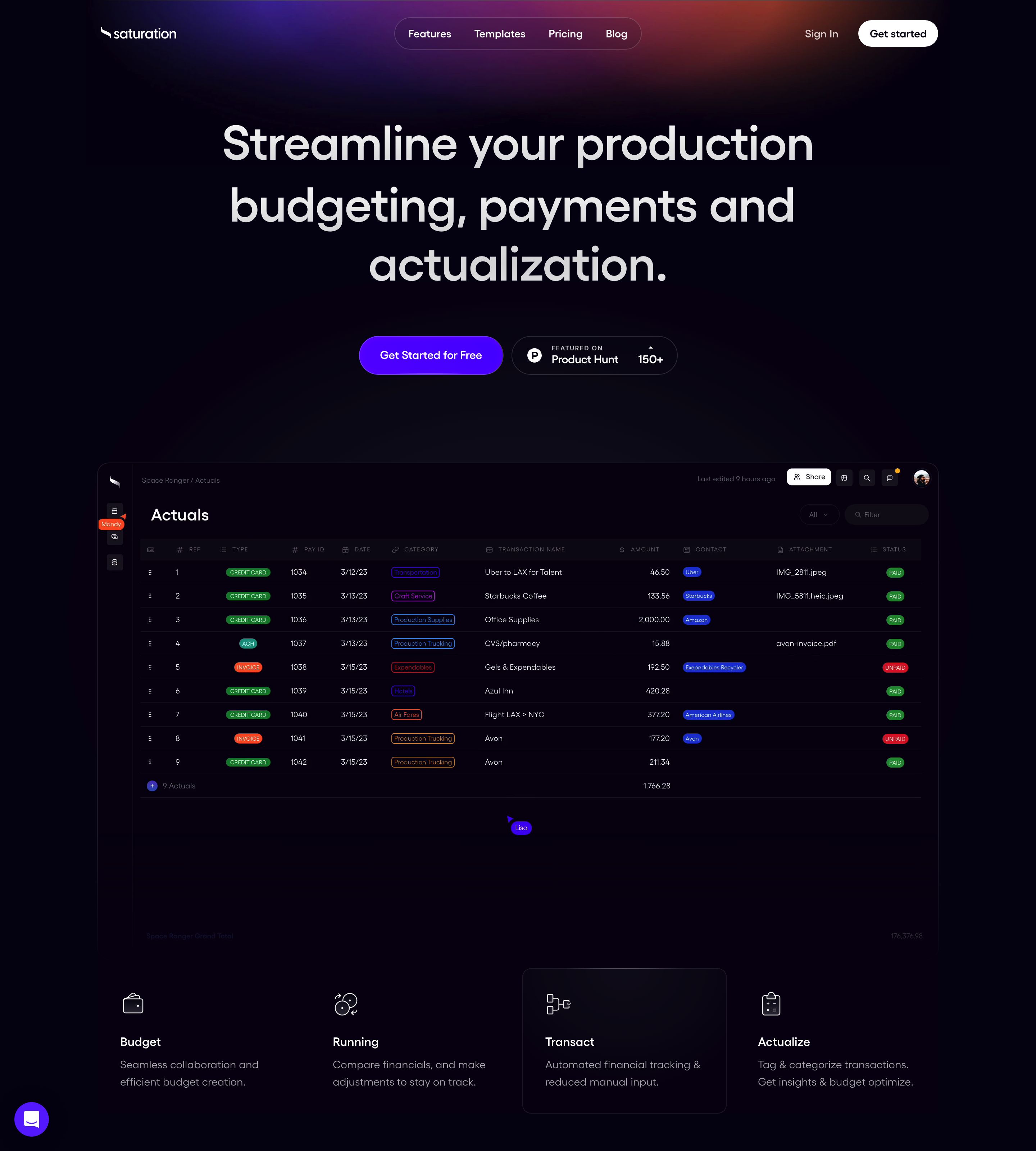 Saaspo saturation landing page