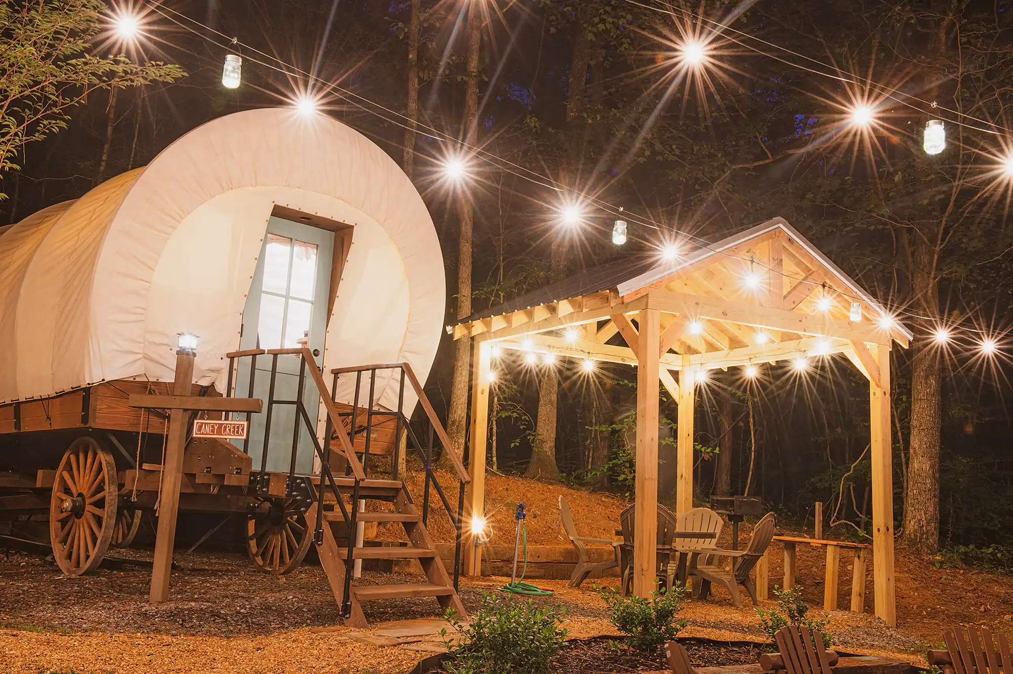 Caney Creek Luxury Covered Wagon Glamping