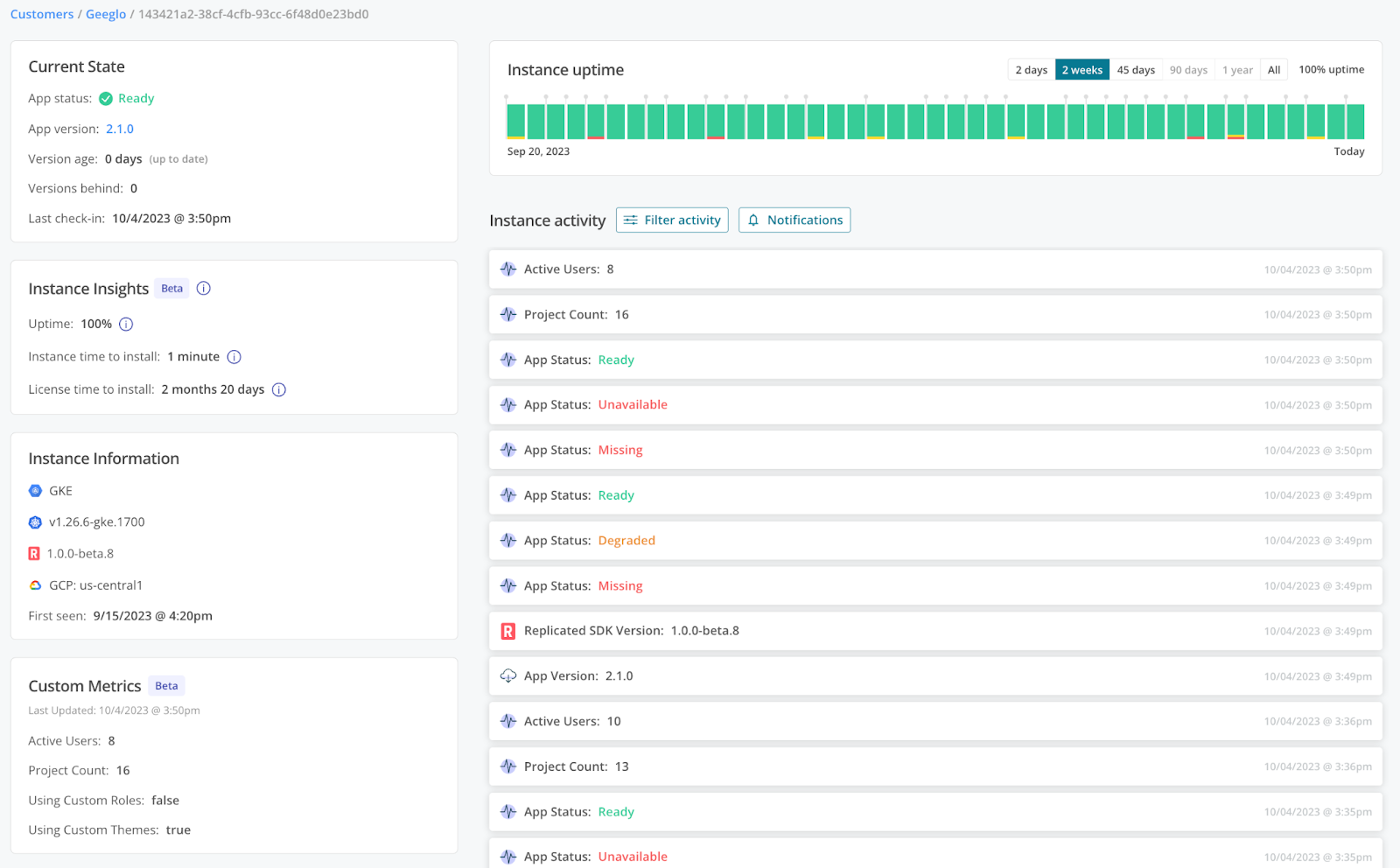 Customer Instance Telemetry and Tagging