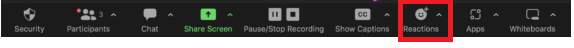 Reaction button at the bottom of the Zoom meeting screen.