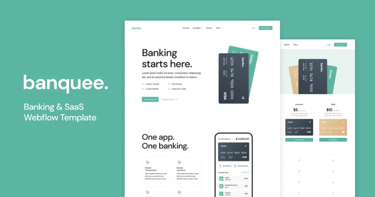 Banquee - Bank & SaaS Fintech Webflow Template