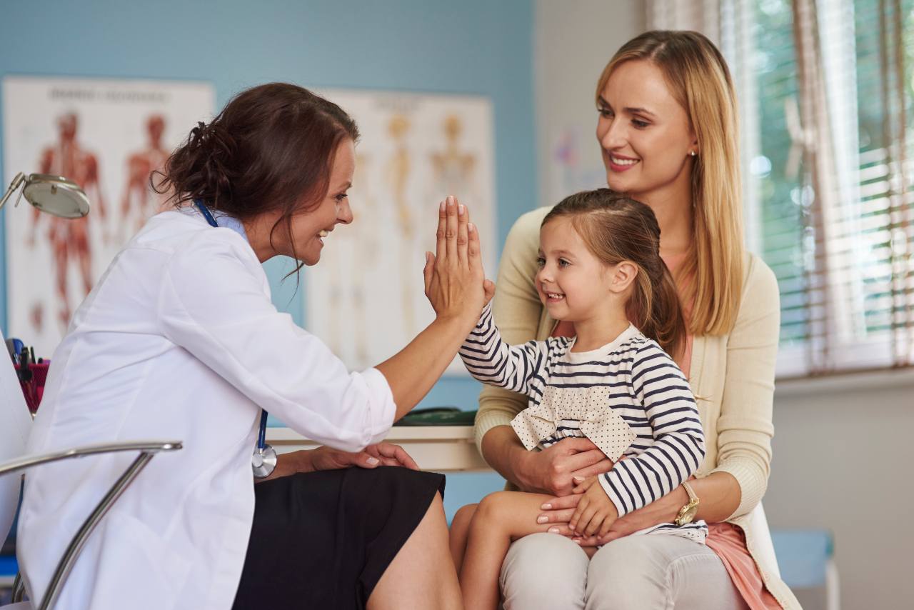 Girl and her mom at an medical exam