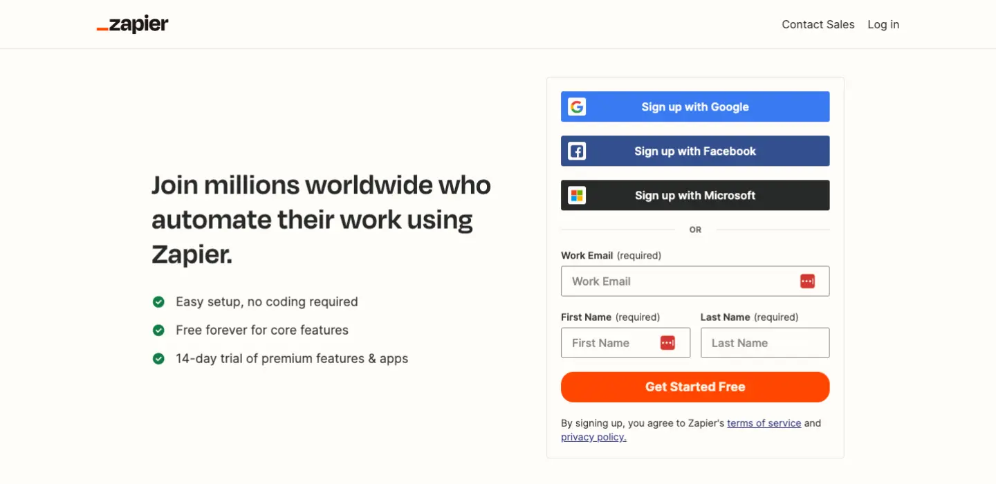 create a zapier account