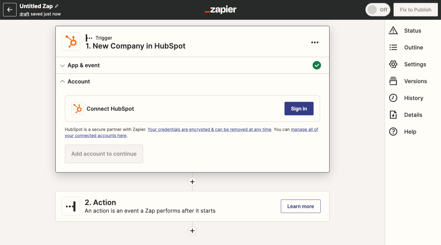 Connect your trigger app to Zapier