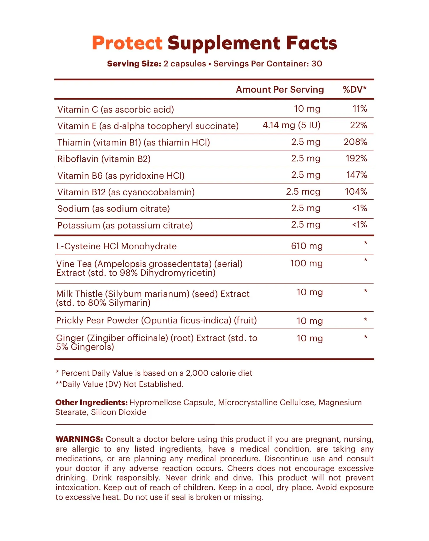 Supplement Facts Cheers