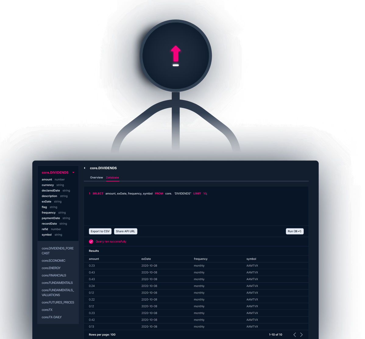 Database export visual example