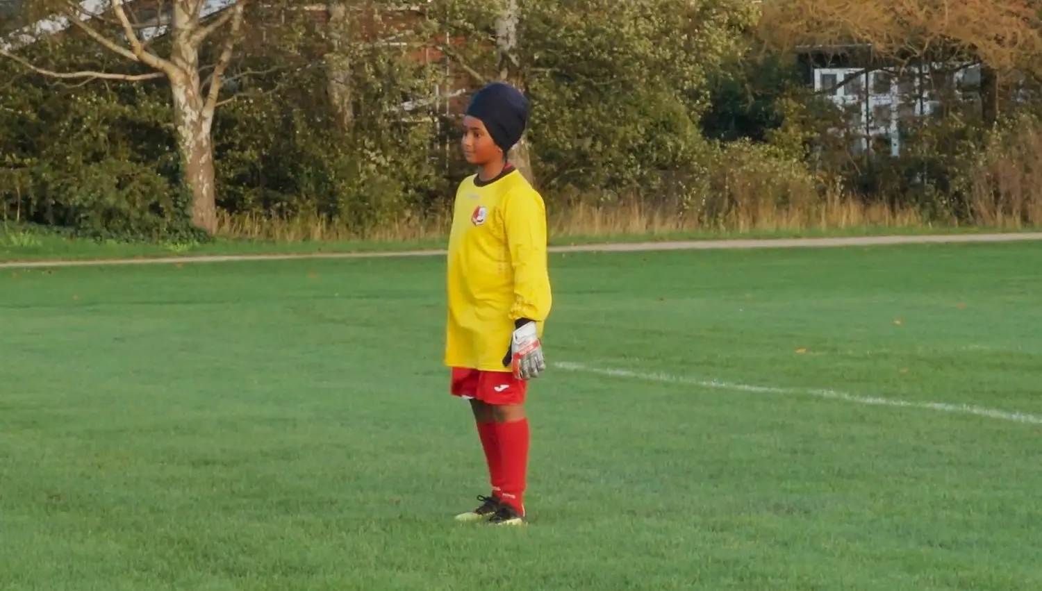 Deenpal practising his goalkeeping skills in Heart of an Athlete; part of the Becoming Me storyworld series