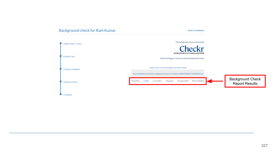 Checkr background screening statuses