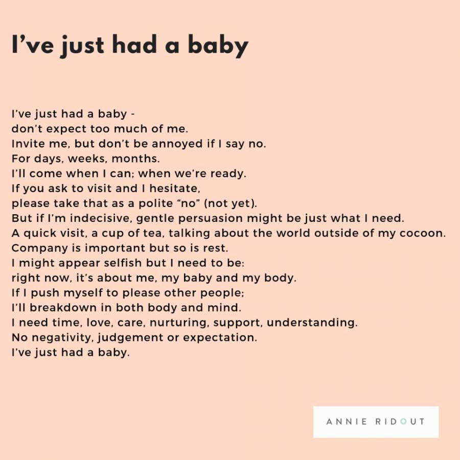 “I’ve just had a baby” by Annie Ridout
