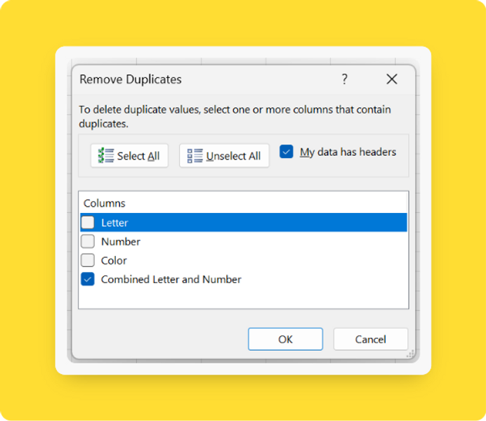 Select the combined column for deduplication