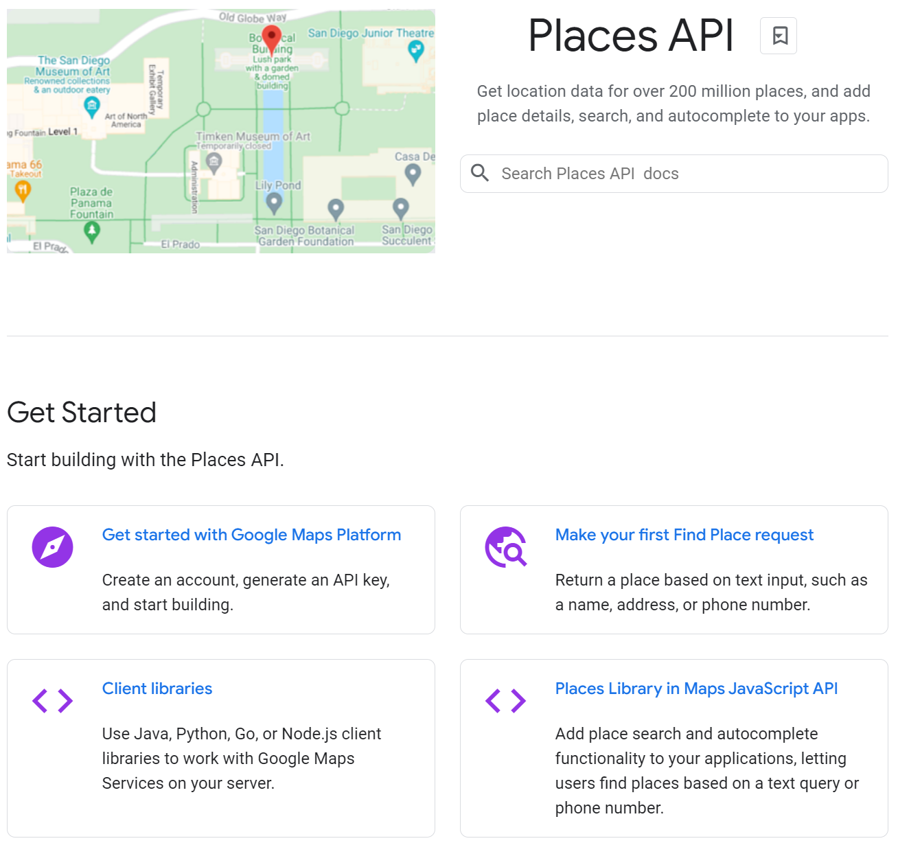 Google Maps Places API docs