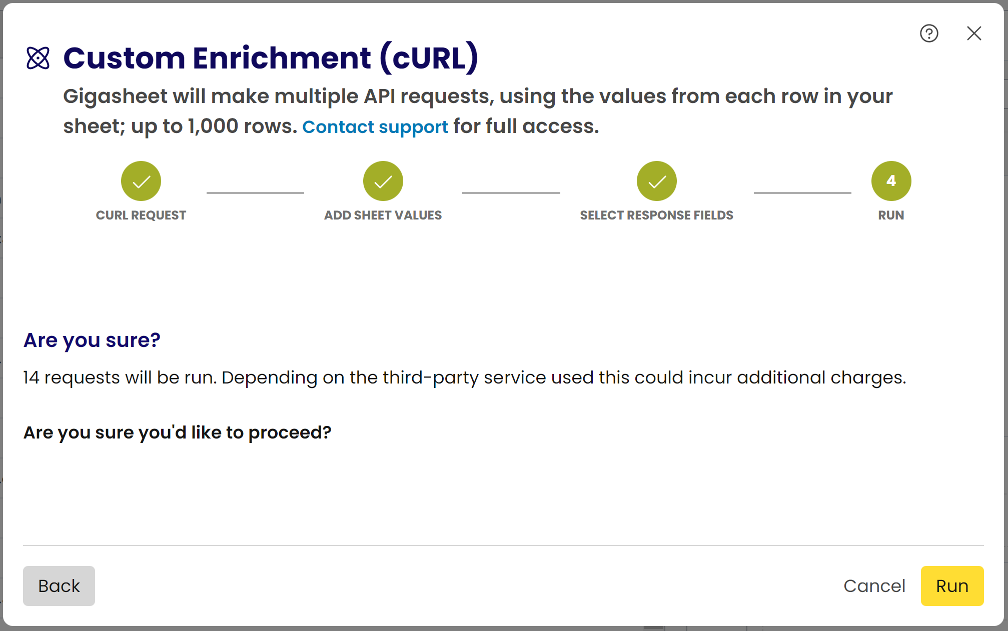 confirm execution of the api ninjas thesaurus api on the entire sheet