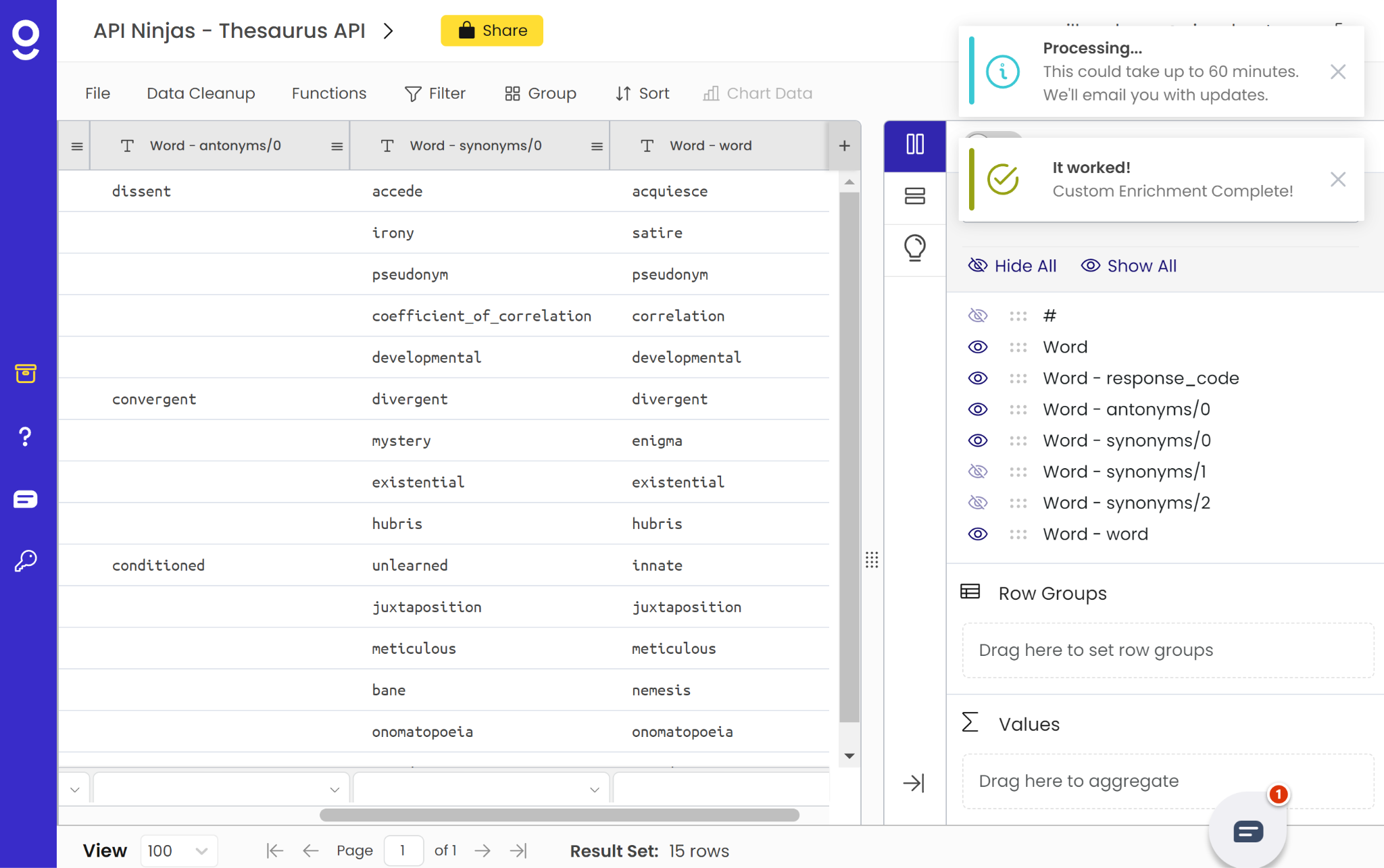 Use API Ninjas Thesaurus API to Enrich Your Sheet with Synonyms and