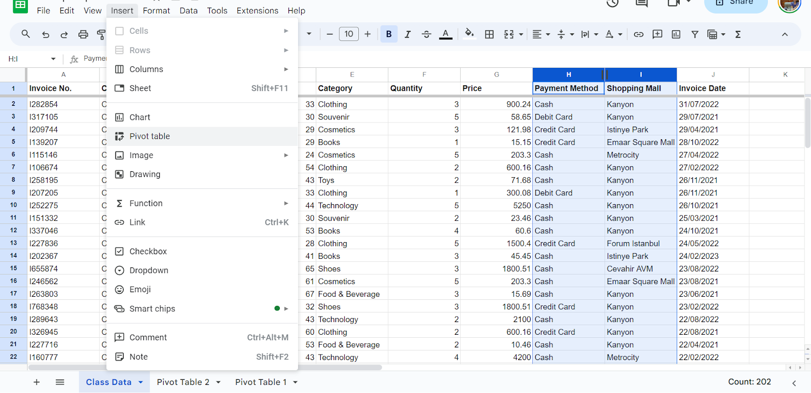 How to categorize data using Pivot Table in Google Sheet