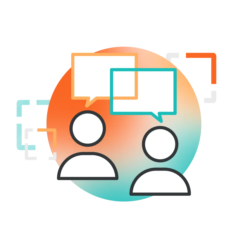 Icon of people engaged in dialogue.