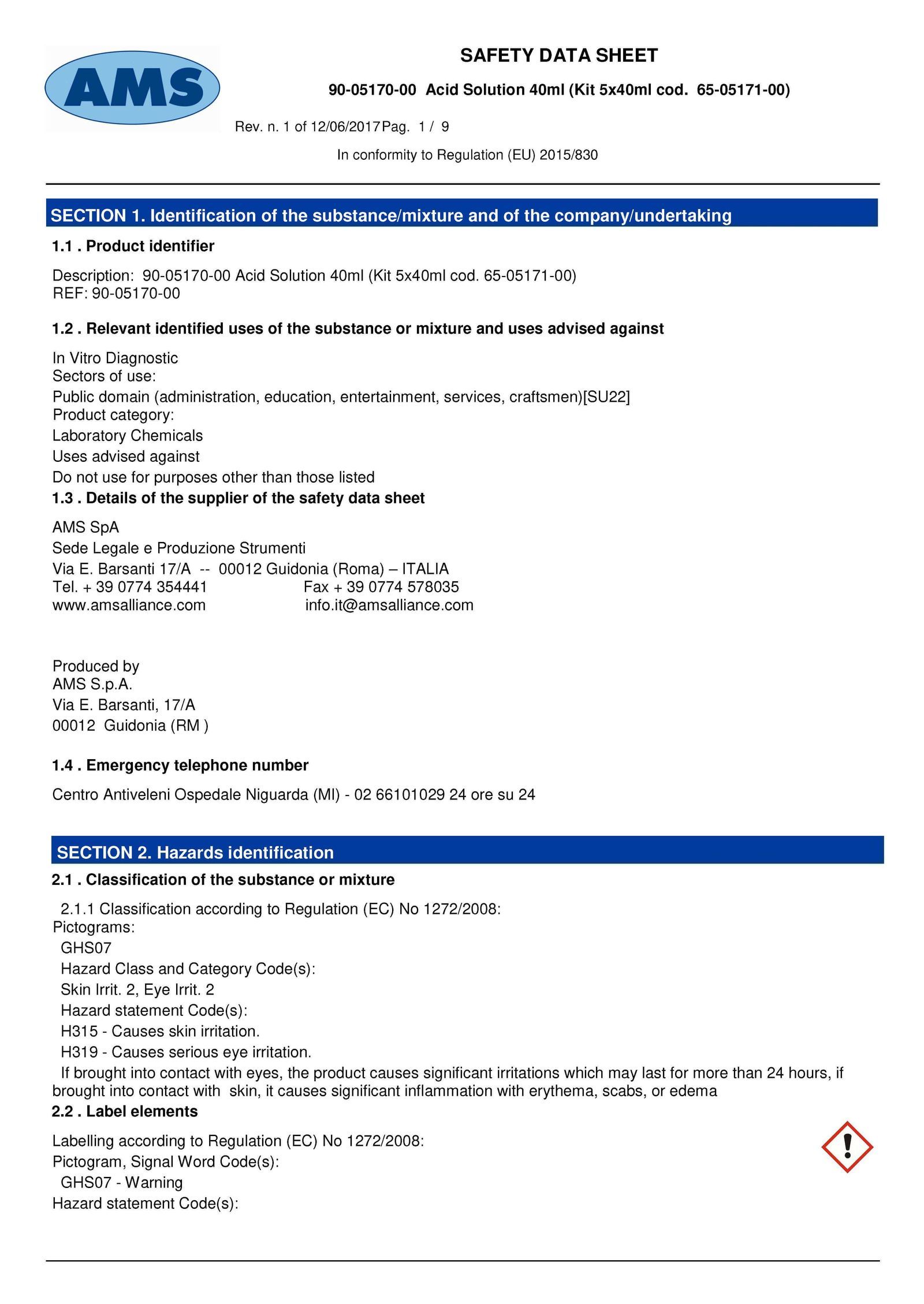 Rinse Solution Safety Data Sheet Material Safety Data Sheet