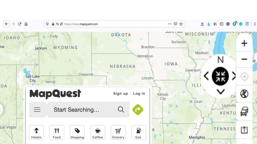 MapQuest Search Page