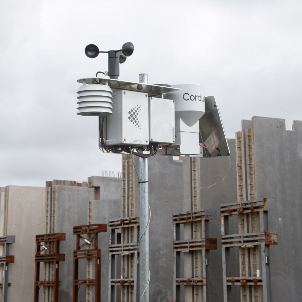 Cordulus Construction weather station at a construction site