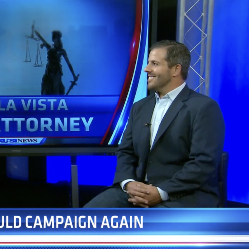 Justin Isaac of the Lawyer in Blue Jeans Group appearing on KUSI