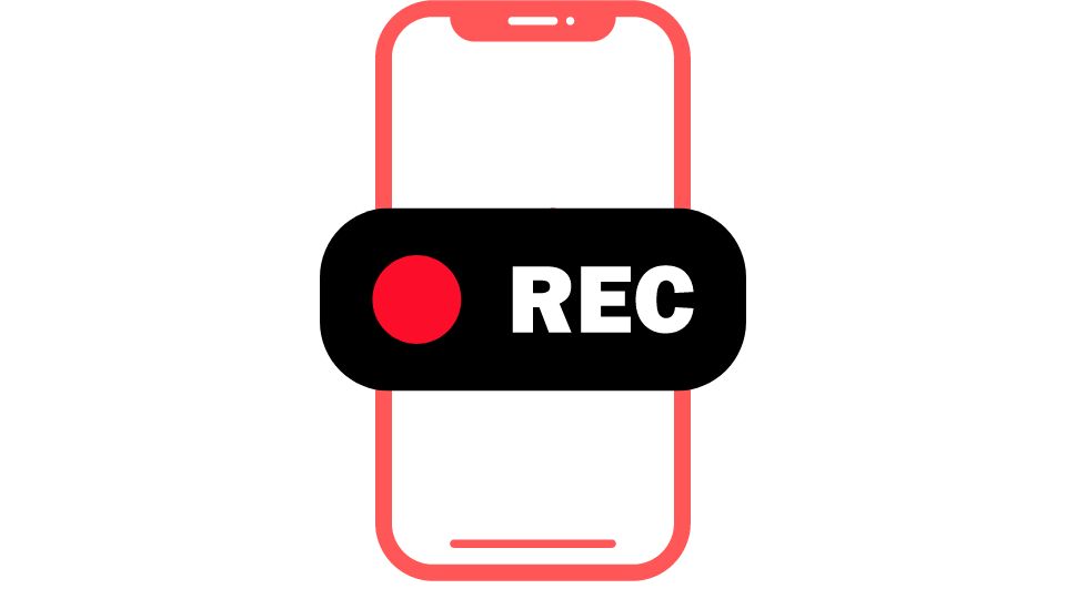 An iPhone with a large recording button on it.