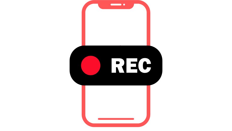 An iPhone with a large recording button on it.