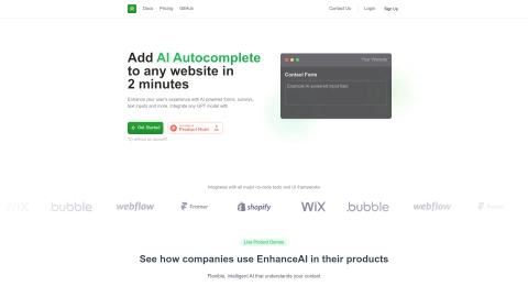 AI Website Autocomplete Tool - EnhanceAI