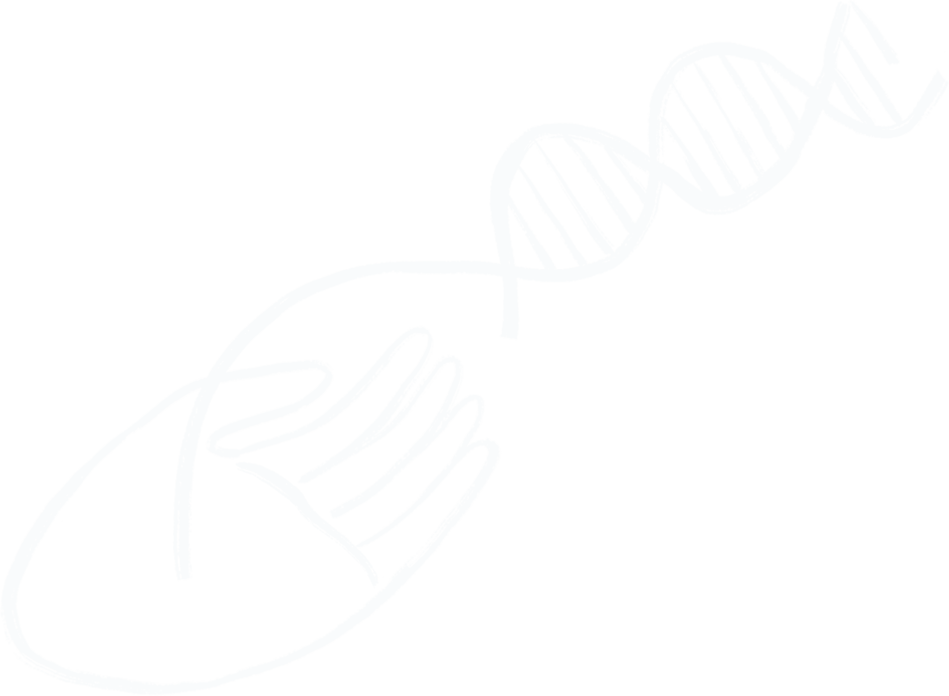 An open hand with a DNA strand coming out of the palm