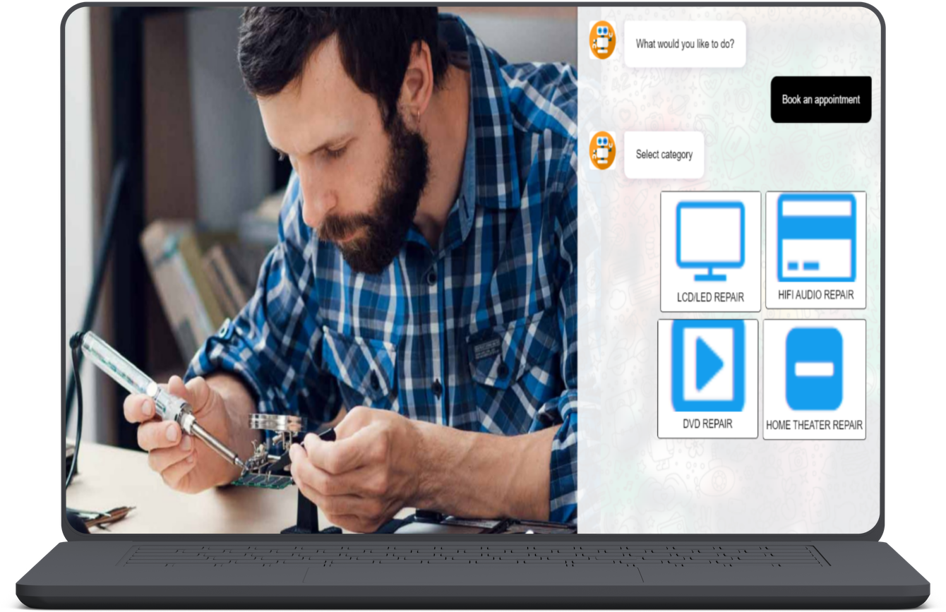 Electronic repair conversational landing page template