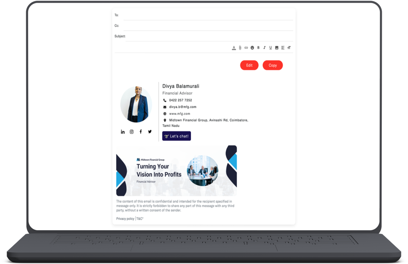 Financial advisor email signature template