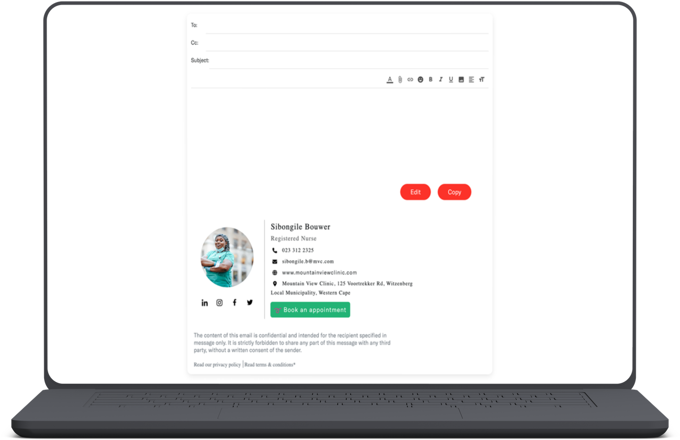 Registered nurse email signature template
