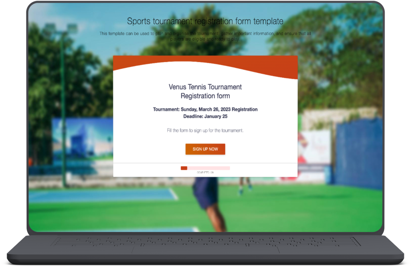 Sports tournament registration form template
