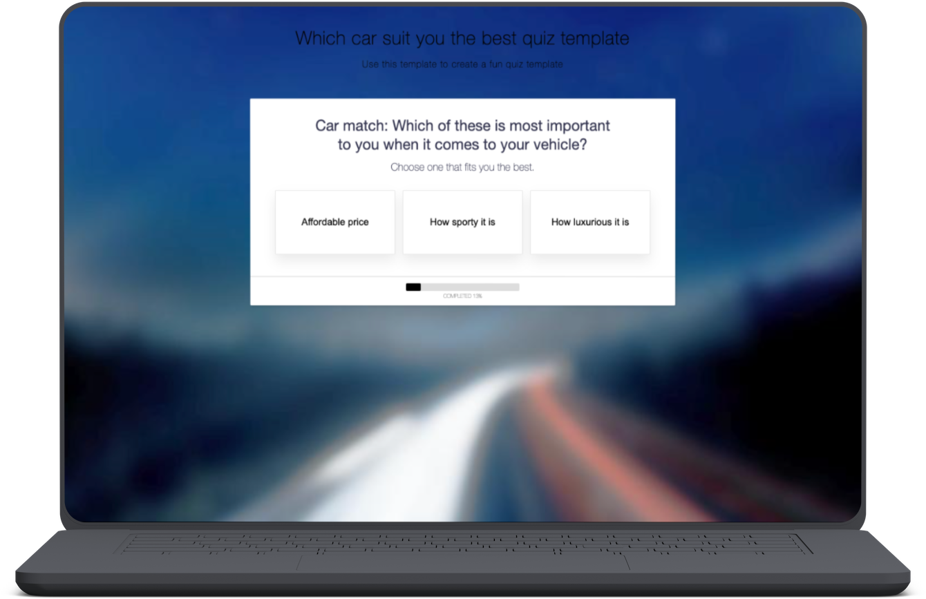 What car should I buy quiz form template