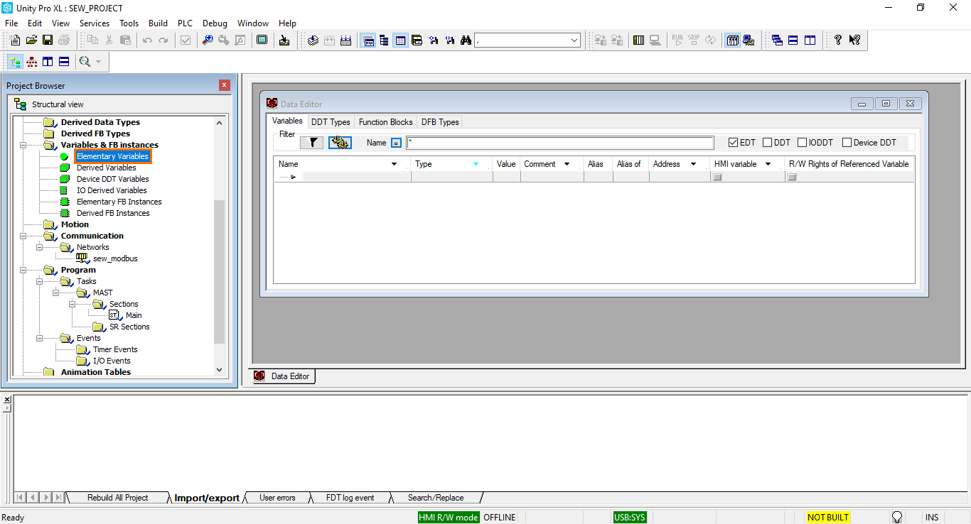 Programming a SEW VFD using Modbus TCP in Unity Pro