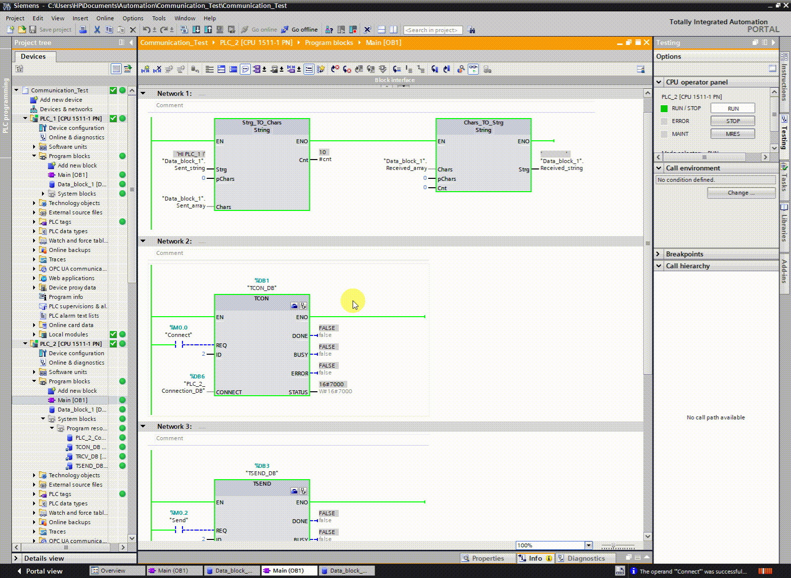 Simulating TCP/IP Communications using PLCSim Advanced