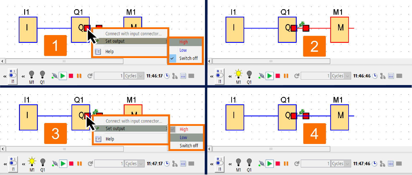 Figure 4.1 - Siemens LOGO! PLC Simulation | Setting block output regardless of the current situation of the output block