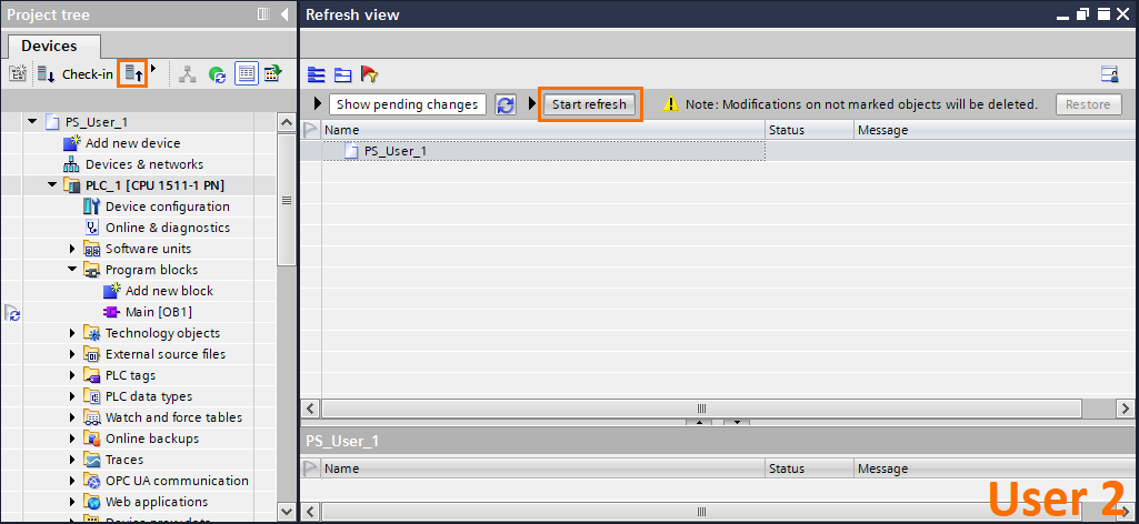 Figure 1.9 - Advanced Siemens TIA Portal PLC Programming | Checking-out on the User 2 side