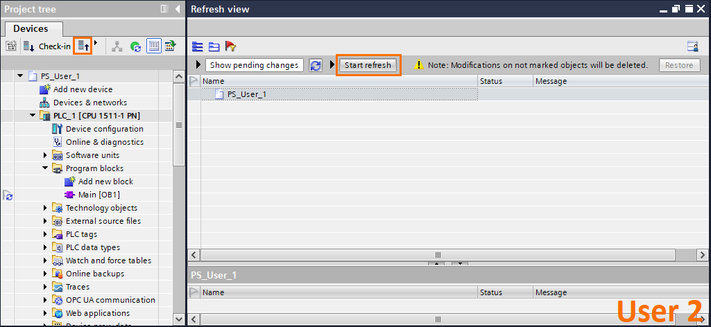 Figure 1.9 - Advanced Siemens TIA Portal PLC Programming | Checking-out on the User 2 side